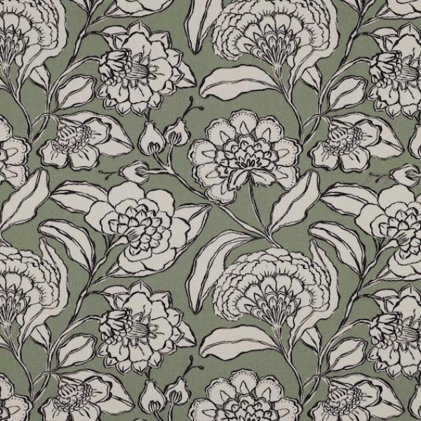Canvas Baumwolle - Green Flowers | Meterware